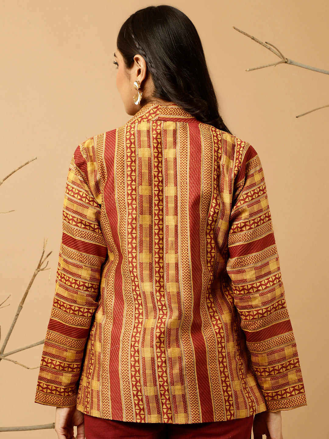 Maroon Jacquard Chanderi Jacket
