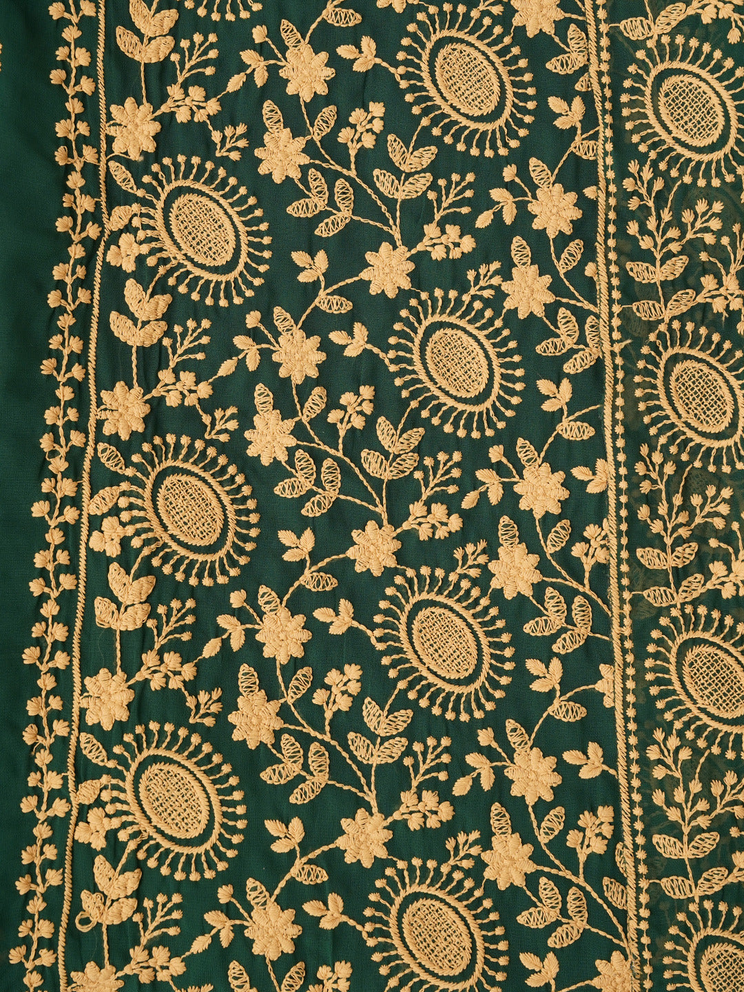 Green Sequin Embroidered Silk Georgette Dress Material with Dupatta