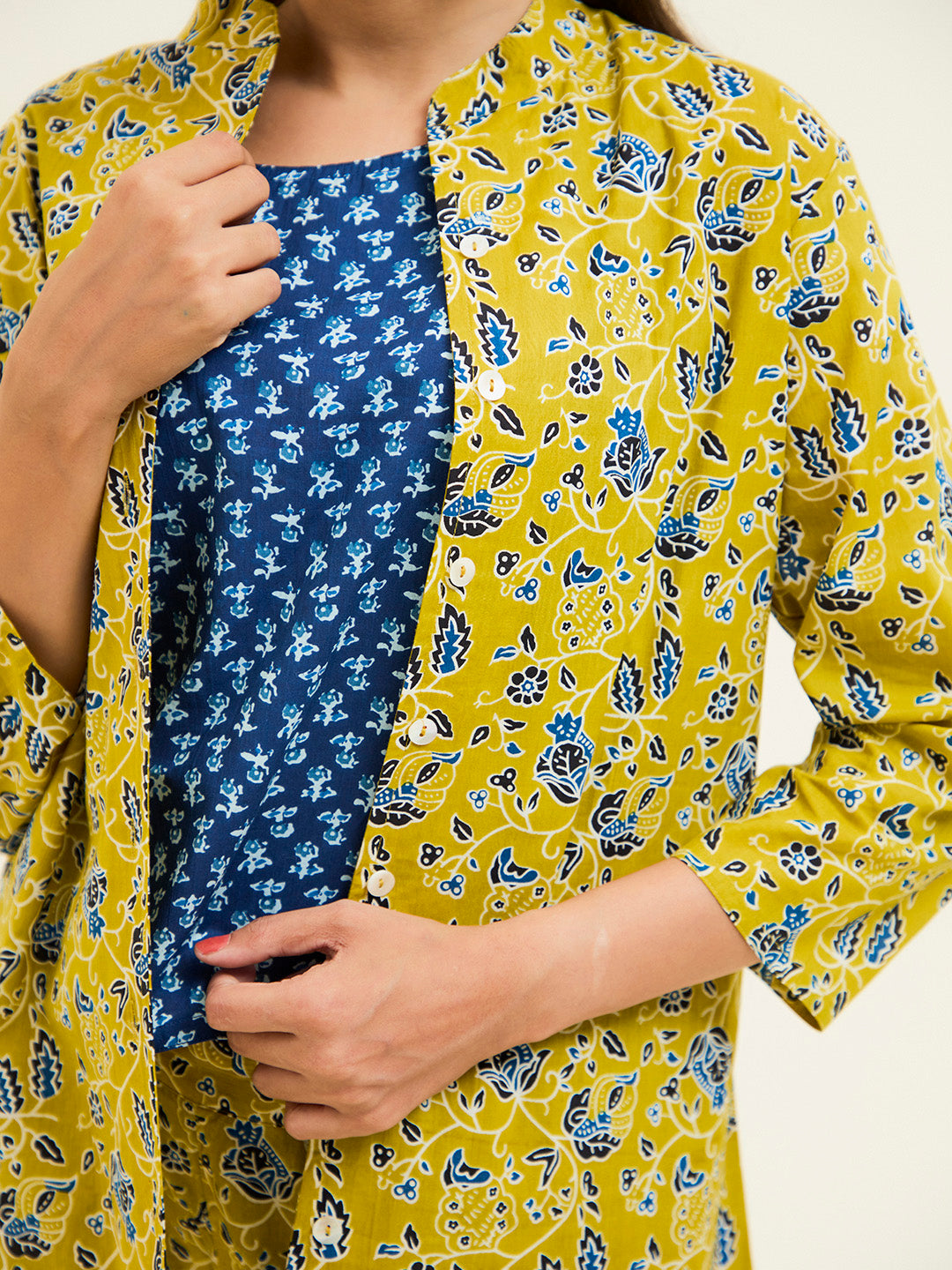 Mustard Handblock Printed Cotton Co-ord Set