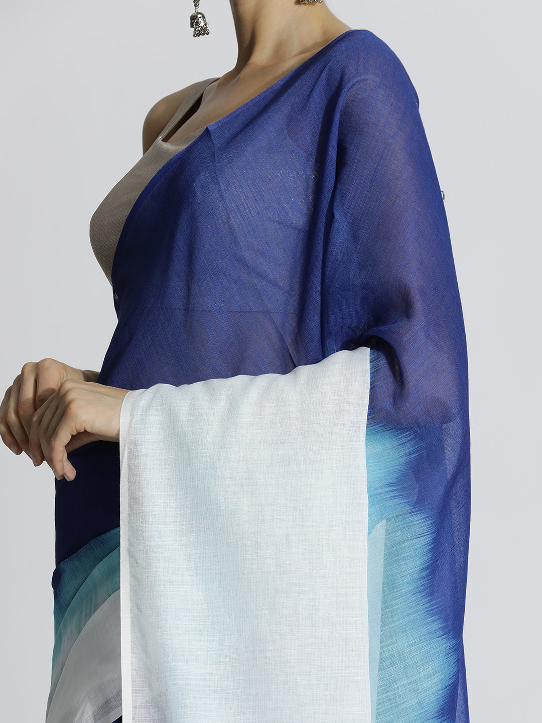 Ombre Daily Wear Pure Linen Blue Saree