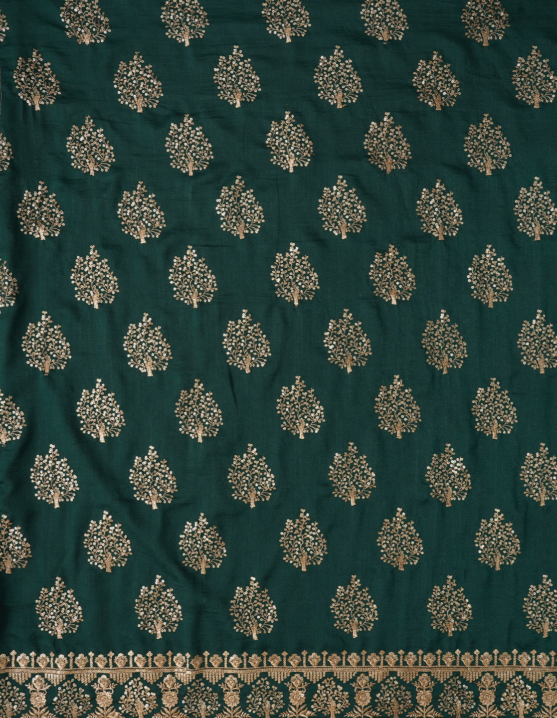 Green Sequin Work Cotton Blend Dress Material with Dupatta