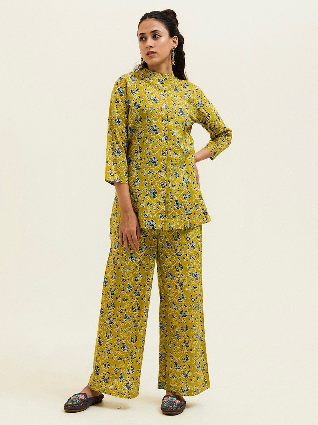 Mustard Handblock Printed Cotton Co-ord Set