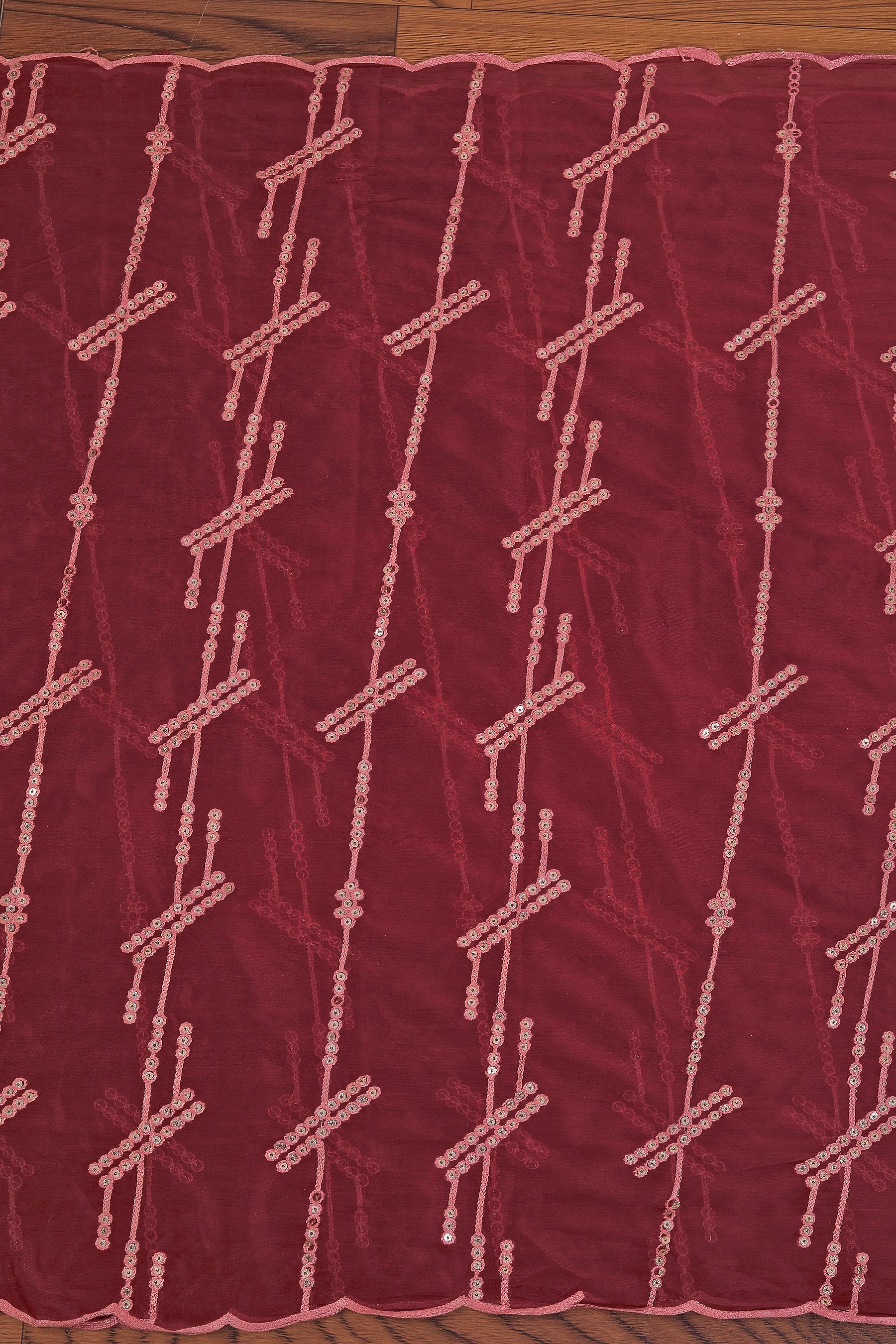 Rani Zari Embroidered Silk Blend Dress Material With Embellished Dupatta