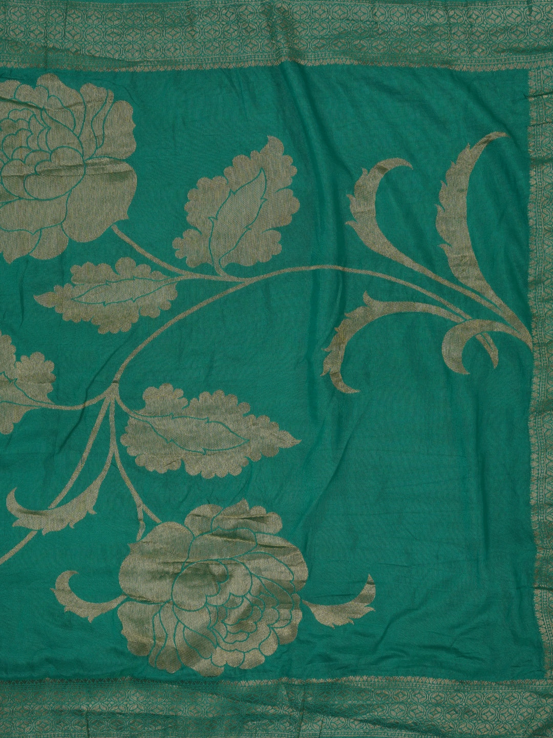 Sea Green Embellished Woven Design Cotton Dress Material with Dupatta