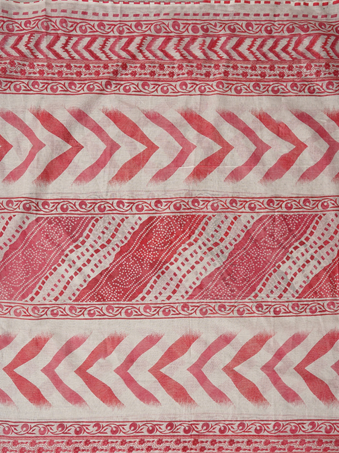 Pink Unstitched Cotton Bandhani Printed Dress Material With Dupatta