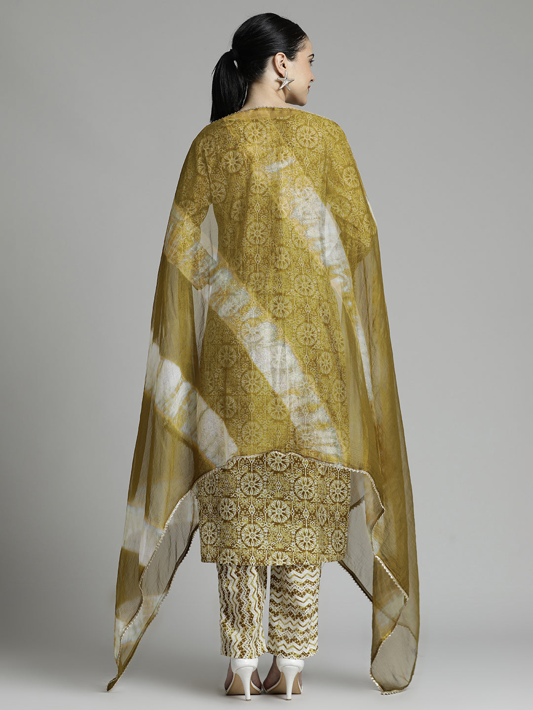 Mustard Ethnic Printed Pure Cotton Suit Set