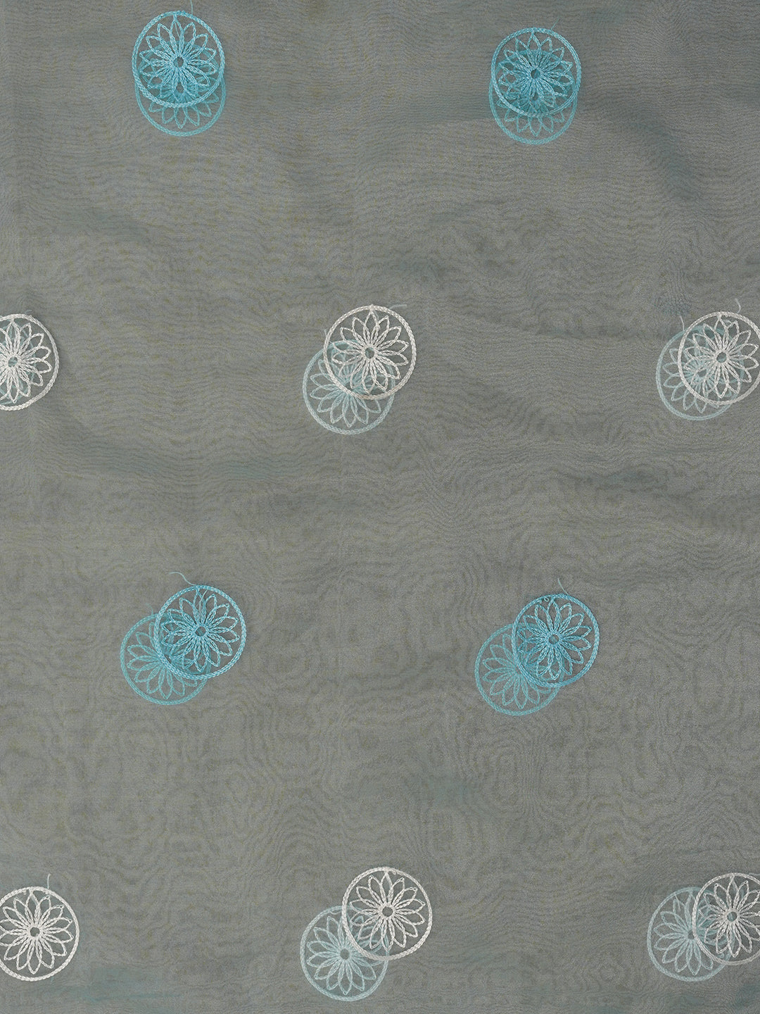 Sky Blue Unstitched Embroidered Organza Dress Material With Dupatta