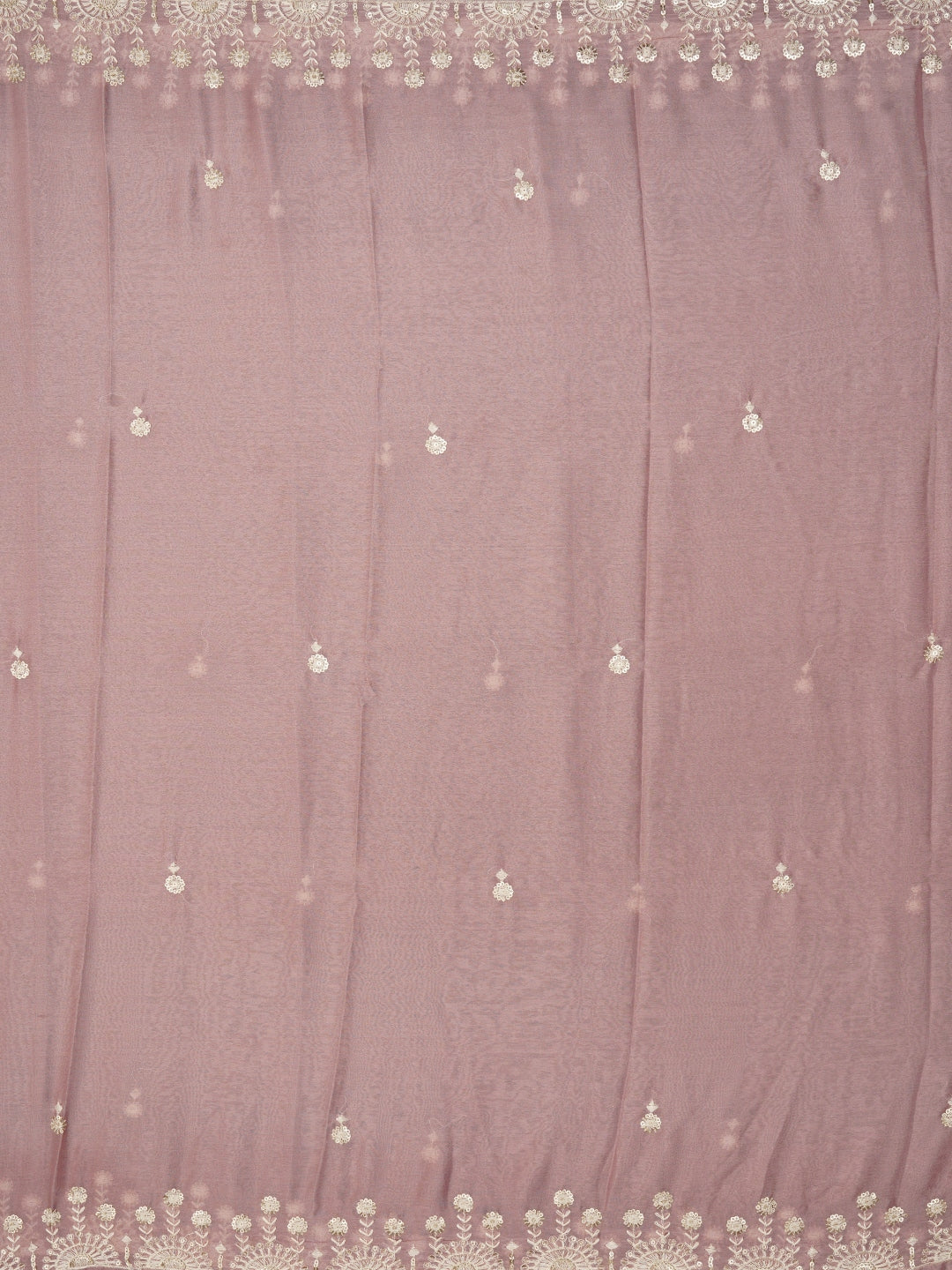 Purple Sequin Embellished Organza Dress Material with Dupatta