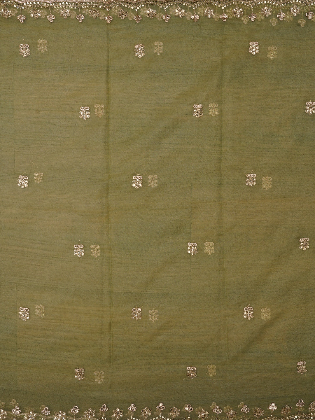 Sequin Green Embroidered Organza Dress Material with Dupatta