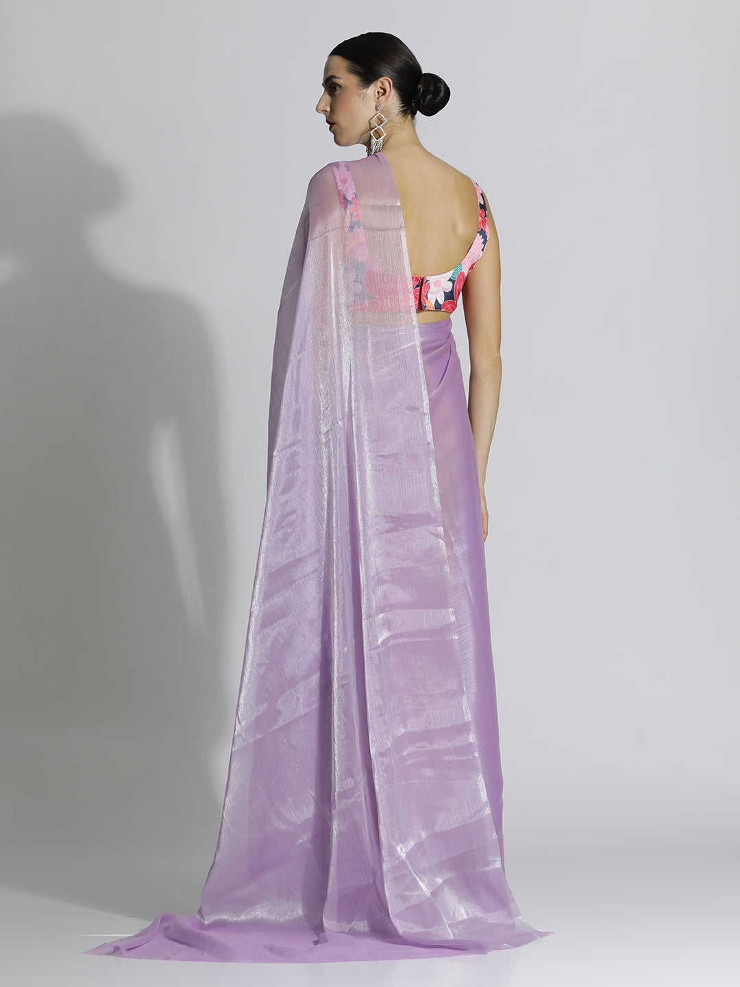 Lavender Festive Tissue Solid Saree
