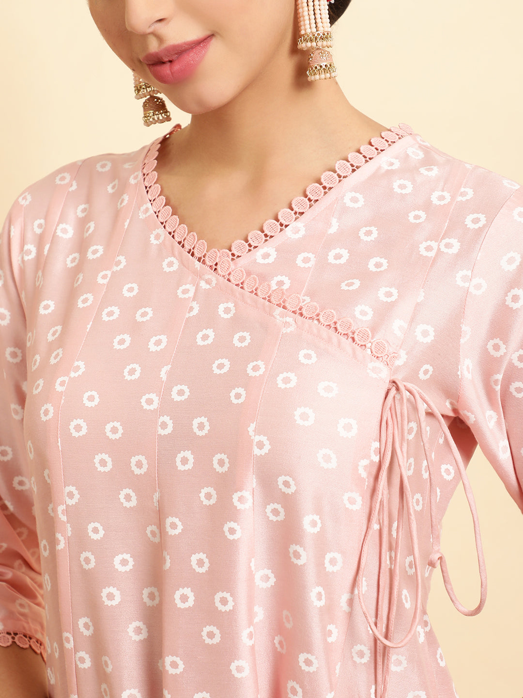 Festive Printed Anarkali Kurta Set With Handblock Dupatta