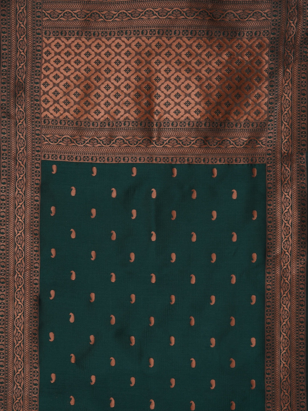 Mehandi Green Floral Silk Zari Woven Dress Material with Dupatta