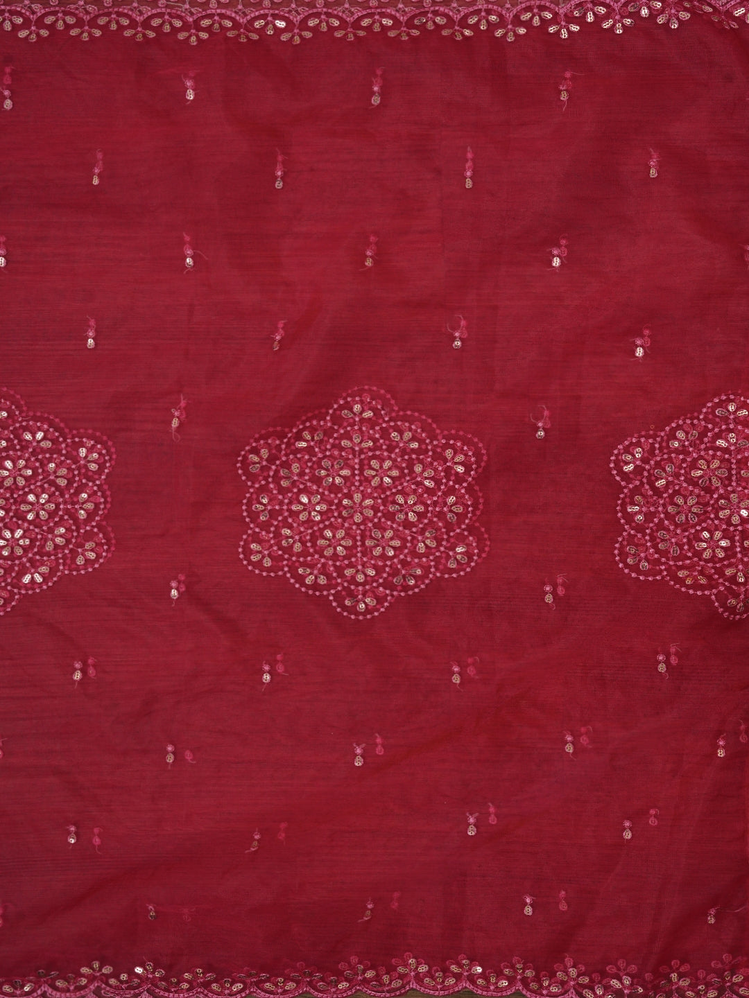 Pink Leheriya Embroidered Dress Material with Dupatta