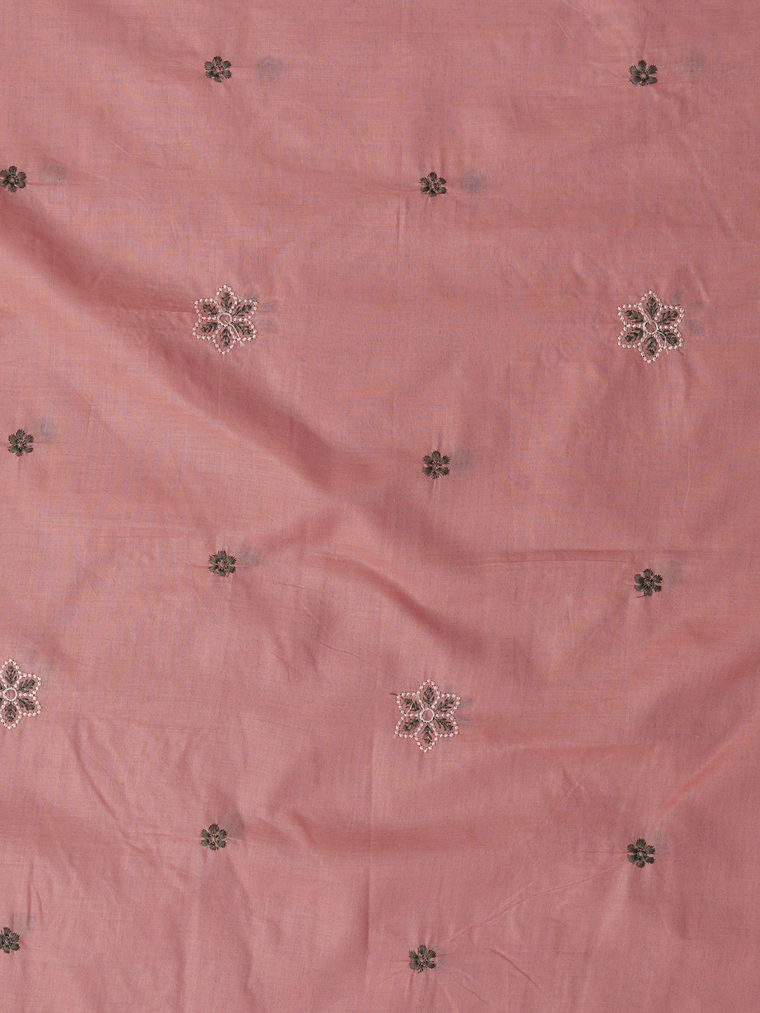 Pink Unstitched Embroidered Pure Cotton Dress Material With Dupatta