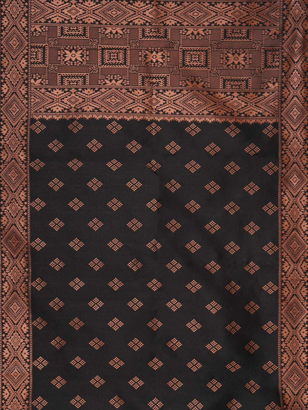 Black Floral Silk Zari Woven Dress Material with Dupatta