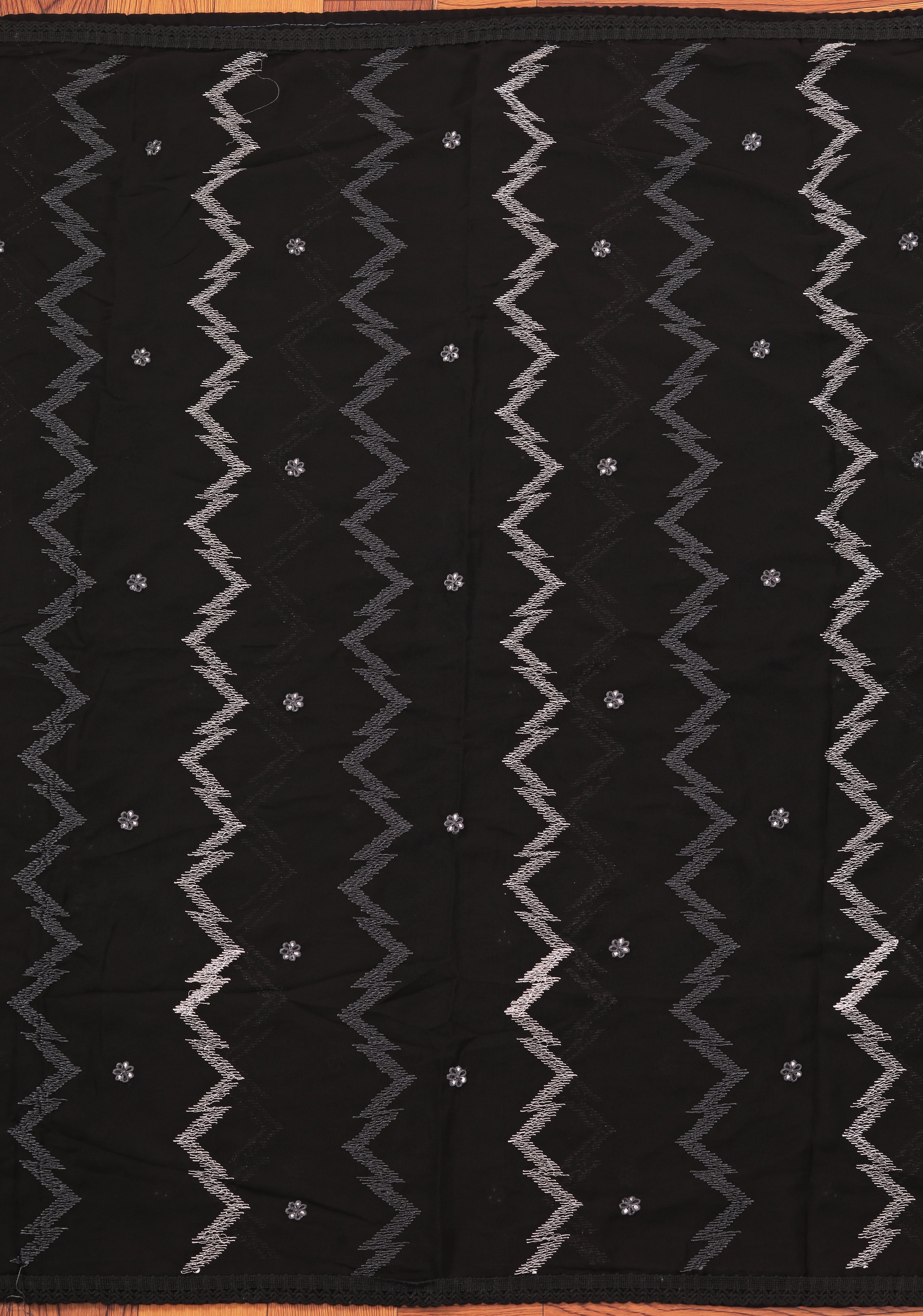 Black Heavy Embroidered Poly Georgette Dress Material with Dupatta