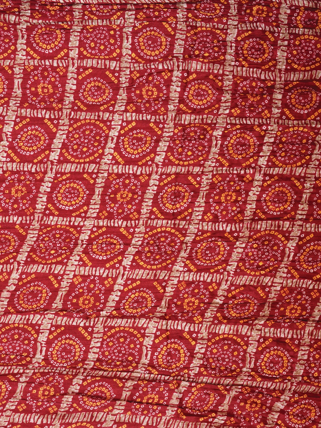 Red Unstitched Zari Silk Blend Dress Material With Dupatta