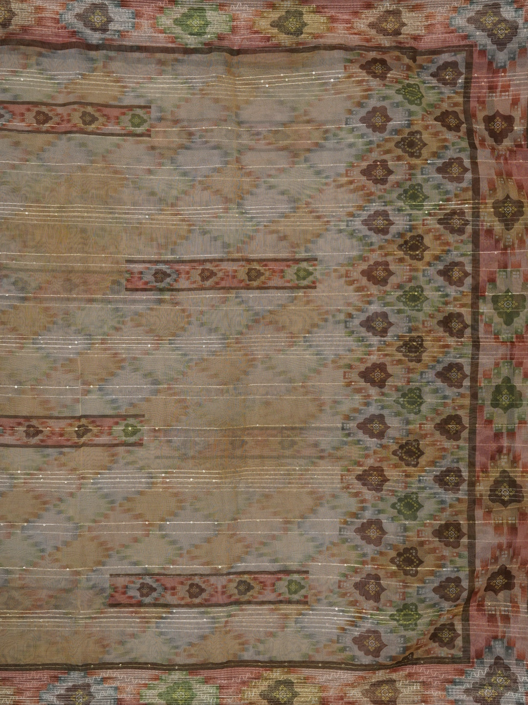 Green Ethnic Sequin Embroidered Organza Dress Material with Dupatta