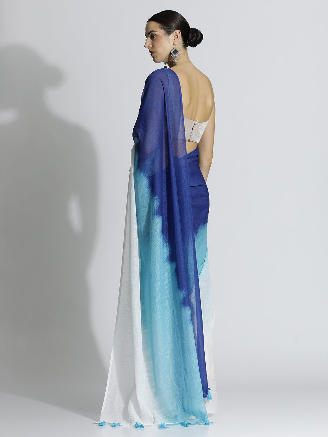 Ombre Daily Wear Pure Linen Blue Saree