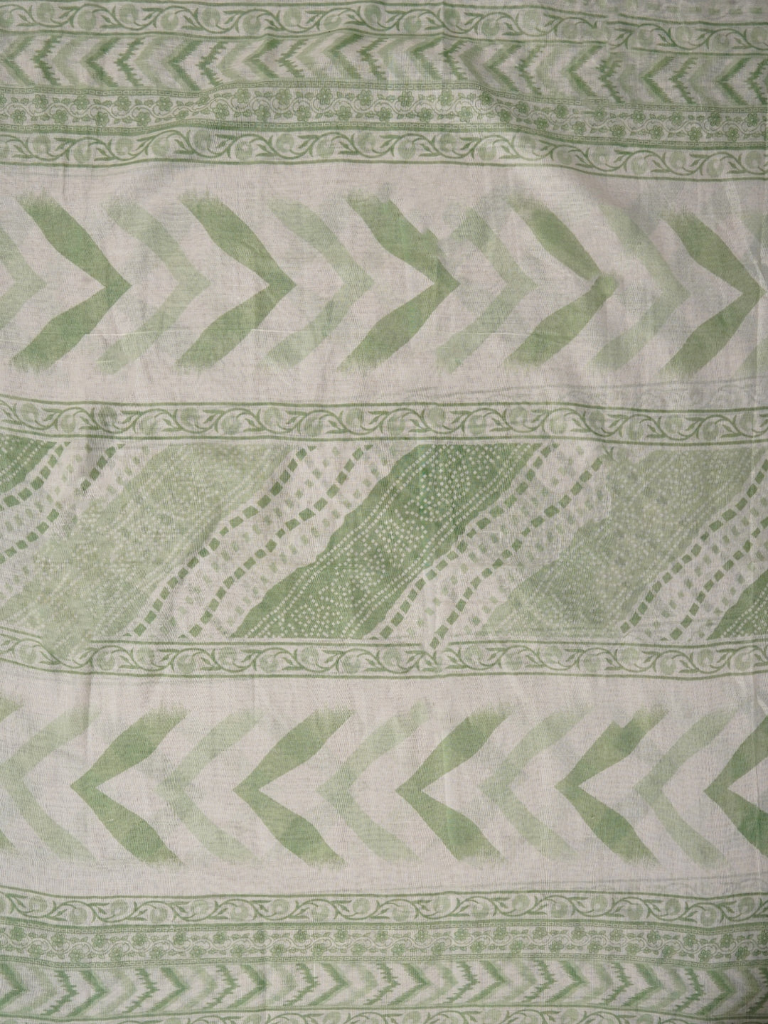 Sea Green Unstitched Cotton Bandhani Printed Dress Material With Dupatta