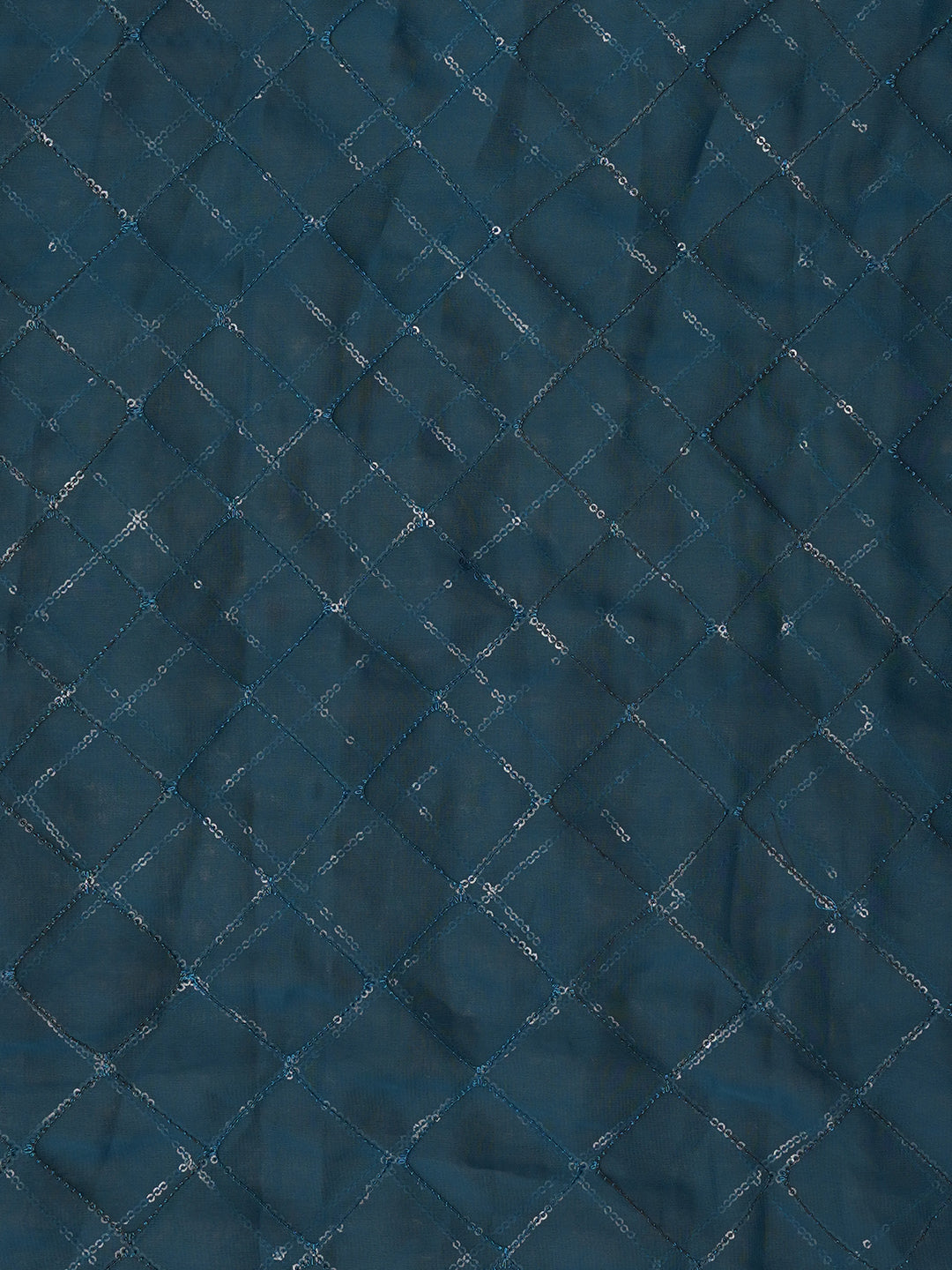 Teal Unstitched Embroidered Silk Georgette Dress Material With Dupatta