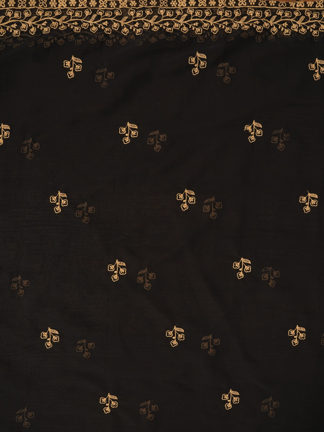 Zari Silk Georgette Black Dress Material with Dupatta