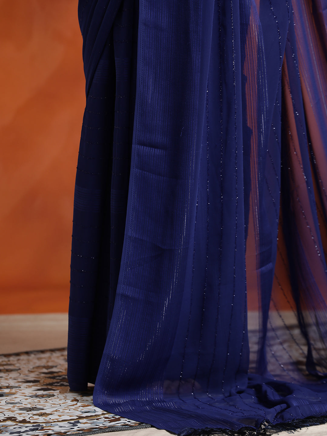 Royal Blue Sequin Embellished Party Wear Saree