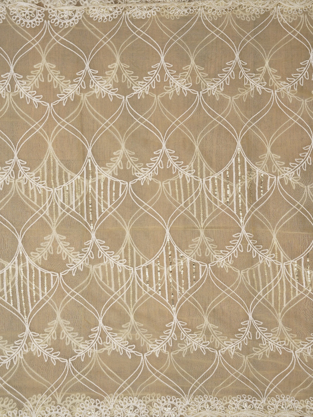 Yellow Floral Embroidered Organza Dress Material with Dupatta