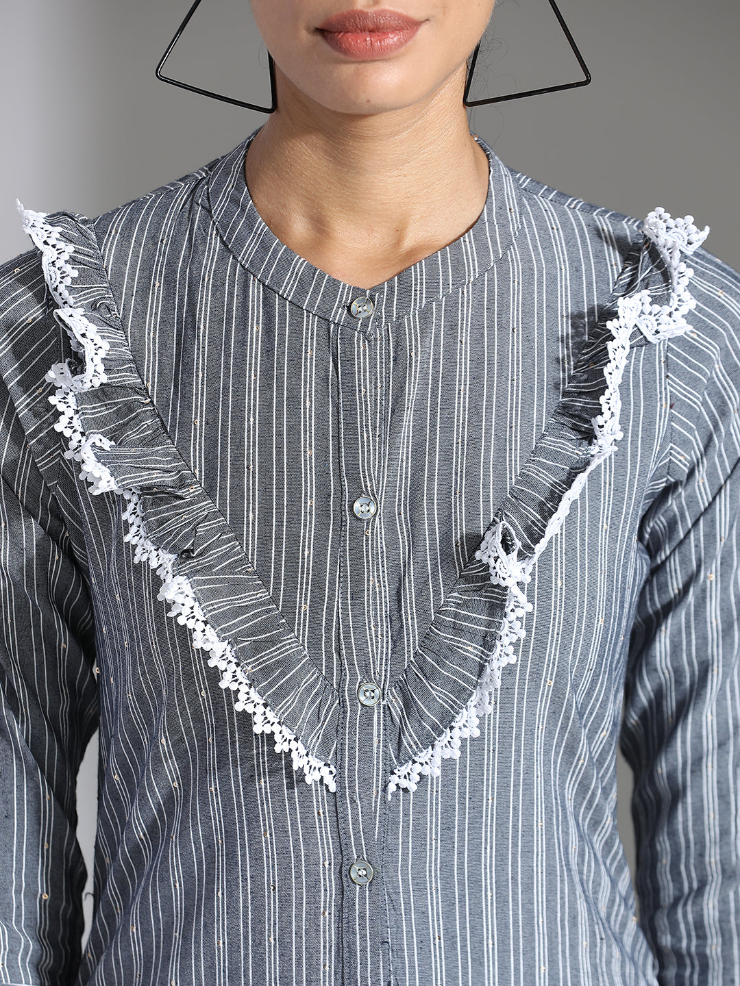 Striped Poly Cotton A-Line Top