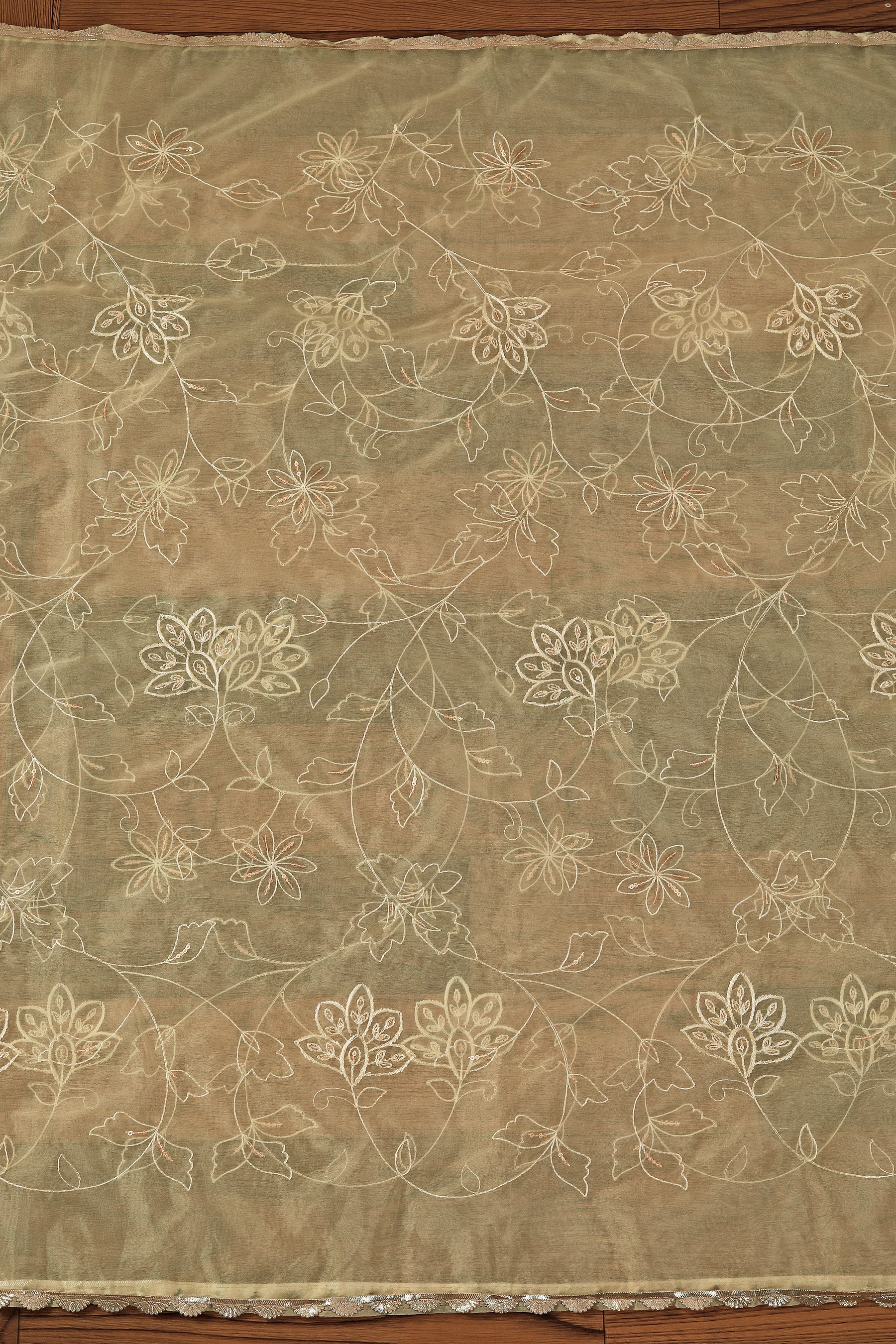 Yellow Cotton Blend Embellished Dress Material with Dupatta