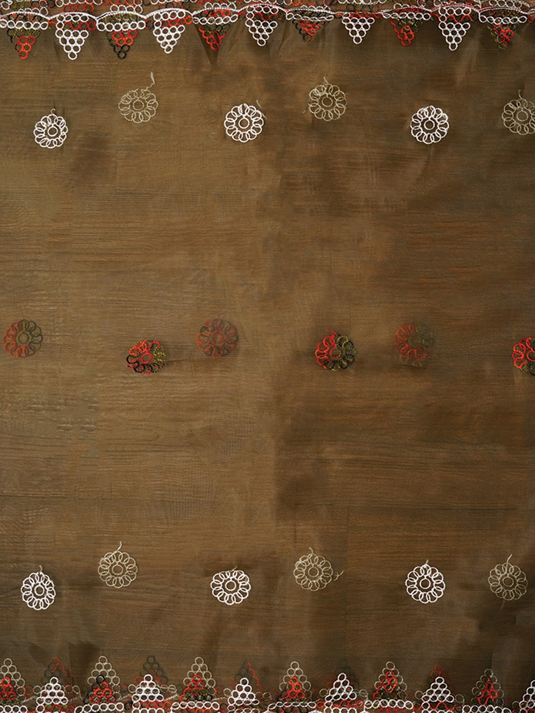 Mehandi Zari Embroidered Organza Dress Material with Dupatta