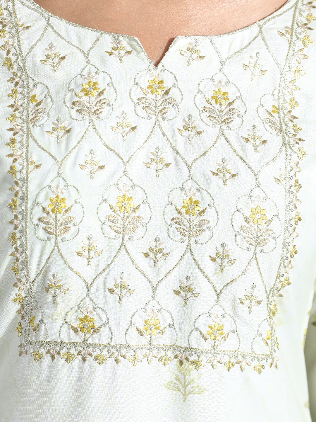 Light Green Printed Poly Rayon Straight Kurta