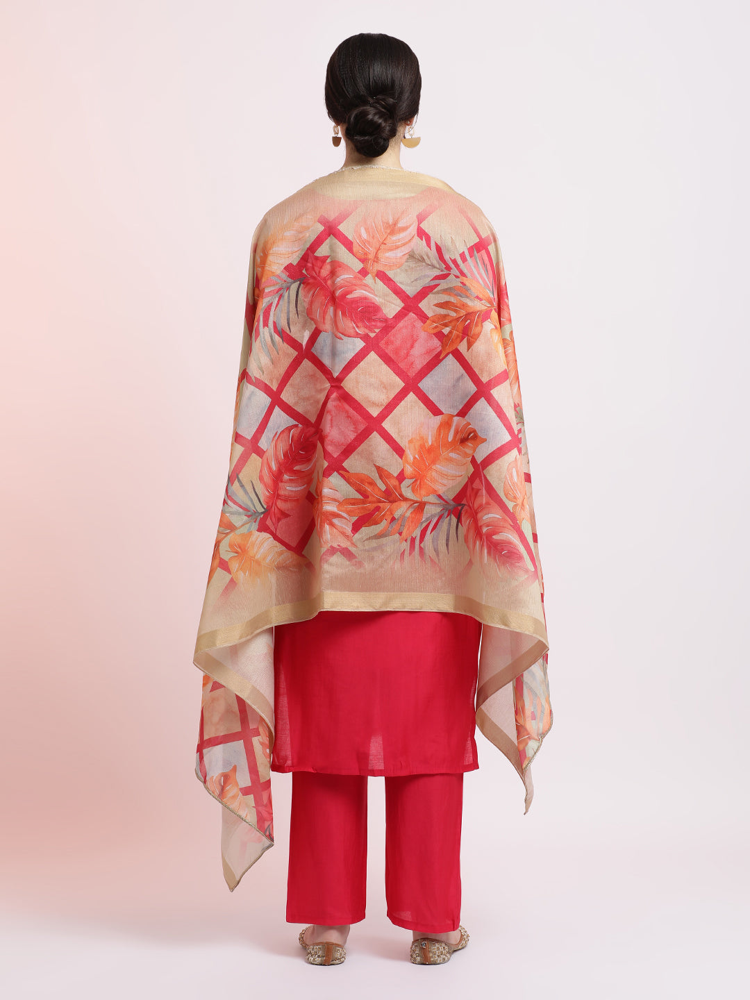 Pink Embroidered Cotton Festive Kurta Set With Dupatta