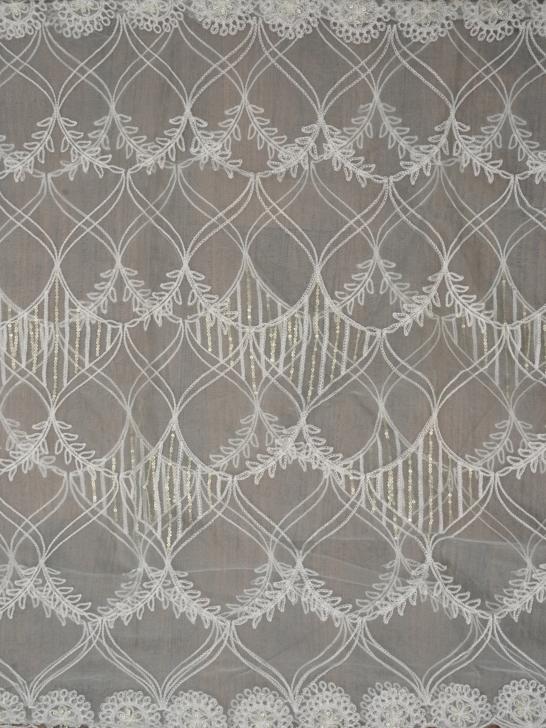 Sea Green Floral Embroidered Organza Dress Material with Dupatta