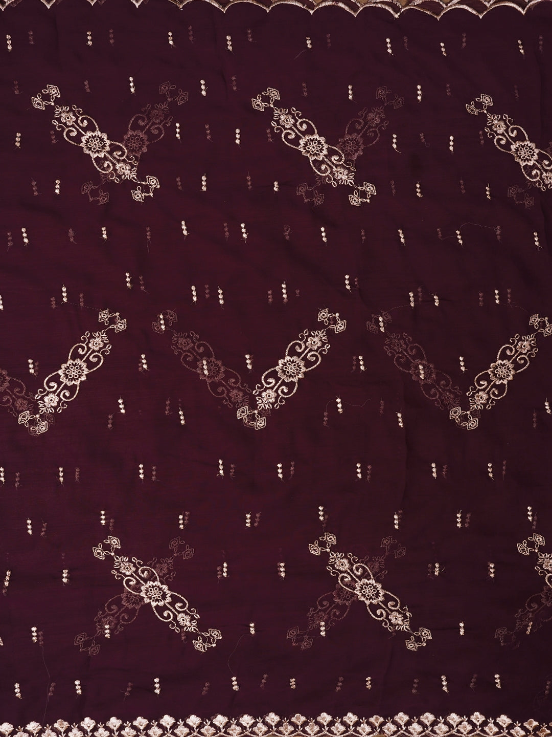 Zari Purple Silk Georgette Dress Material with Dupatta