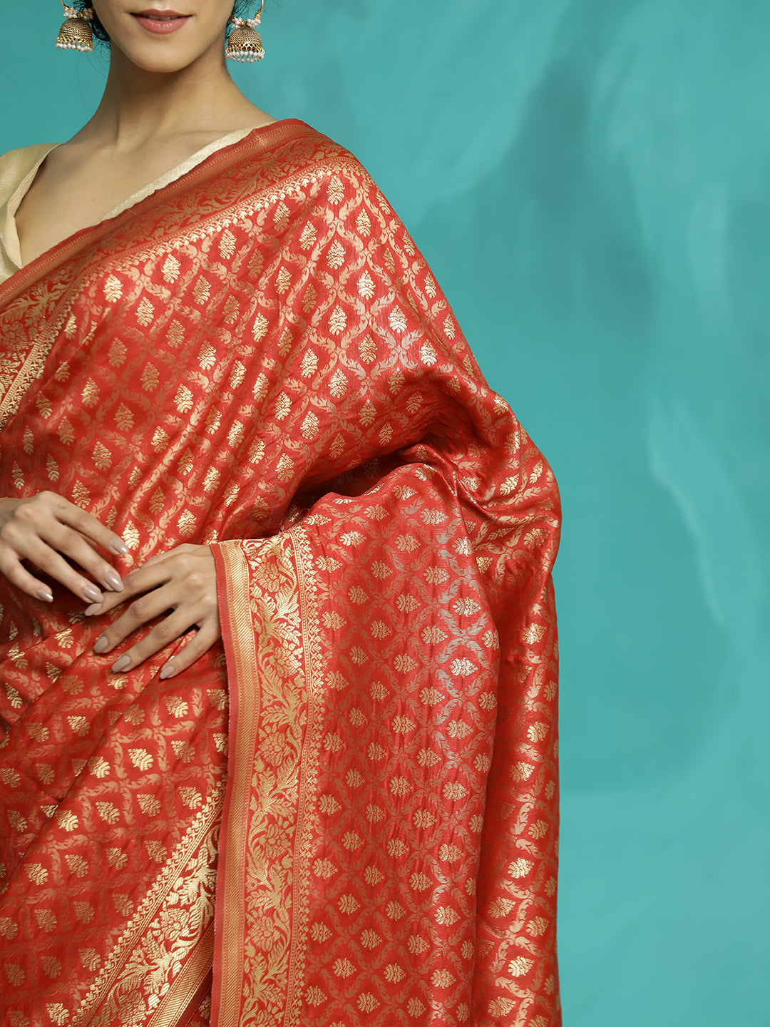Zari Woven Design Heavy Red Banarasi Saree