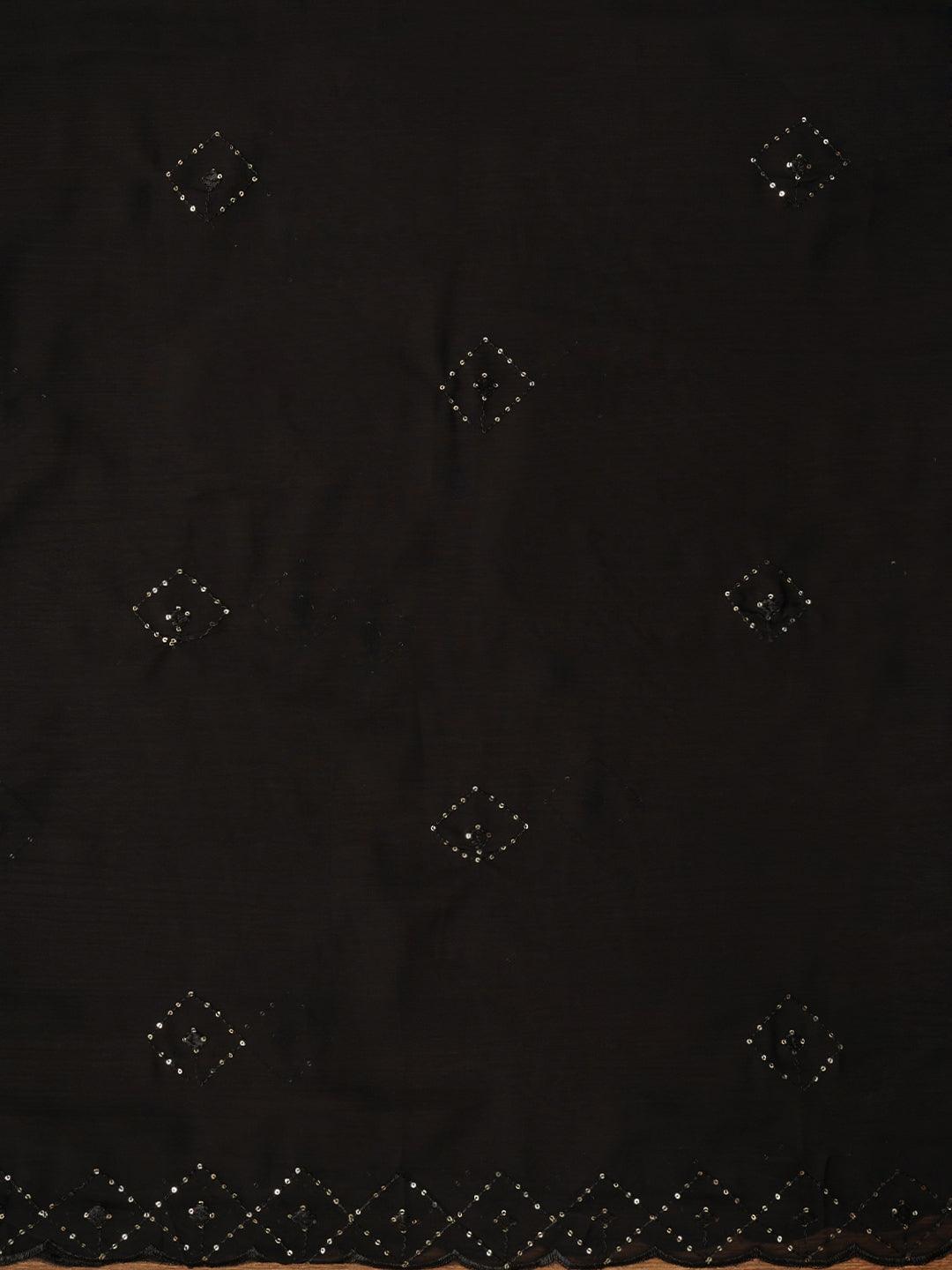 Black Embroidered Silk Georgette Dress Material with Dupatta