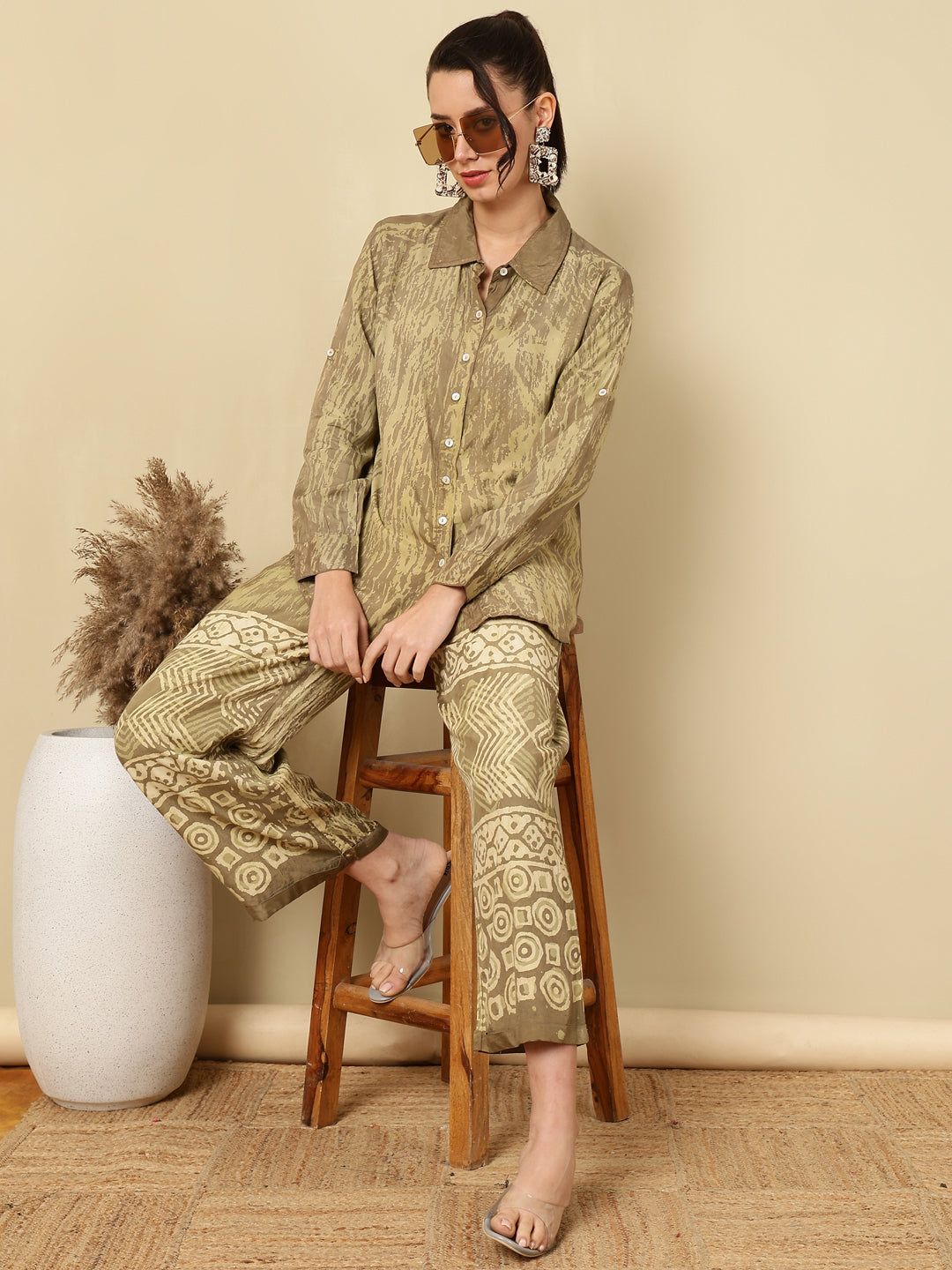 Hand Tie-Dye Bagru Printed Office Co-ord Set