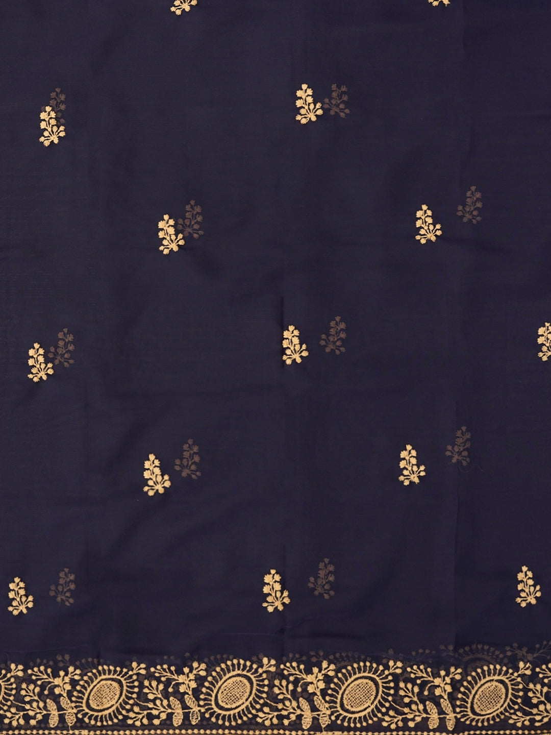 Navy Blue Sequin Embroidered Silk Georgette Dress Material with Dupatta