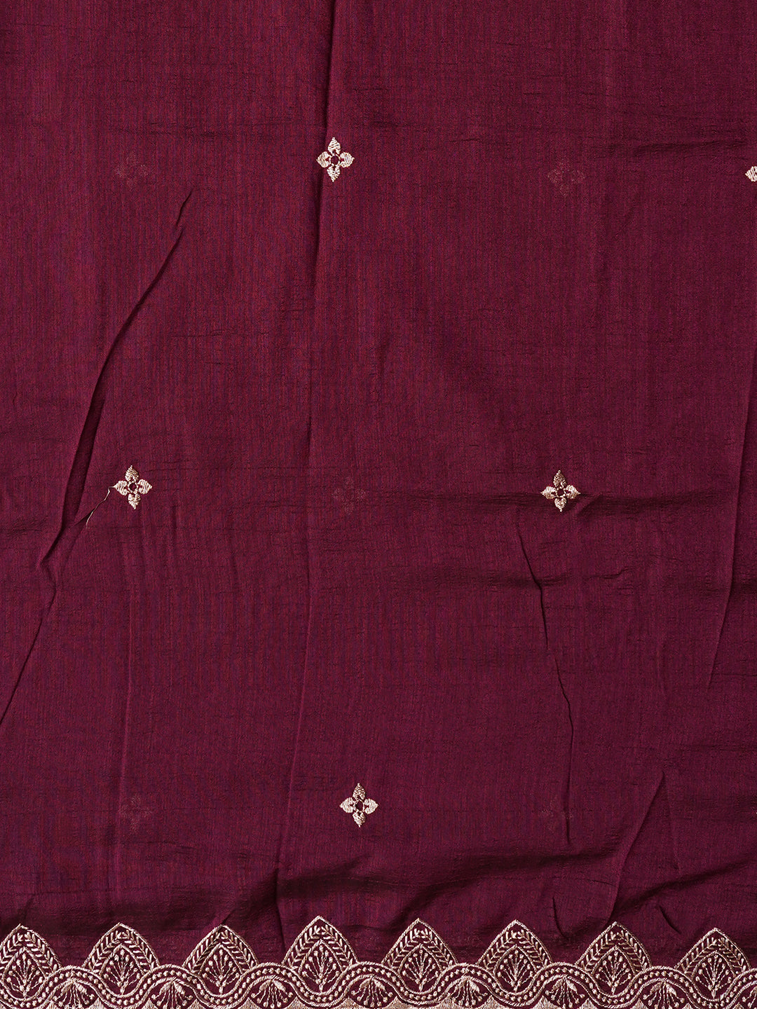 Purple Unstitched Embroidered Silk Blend Dress Material With Dupatta