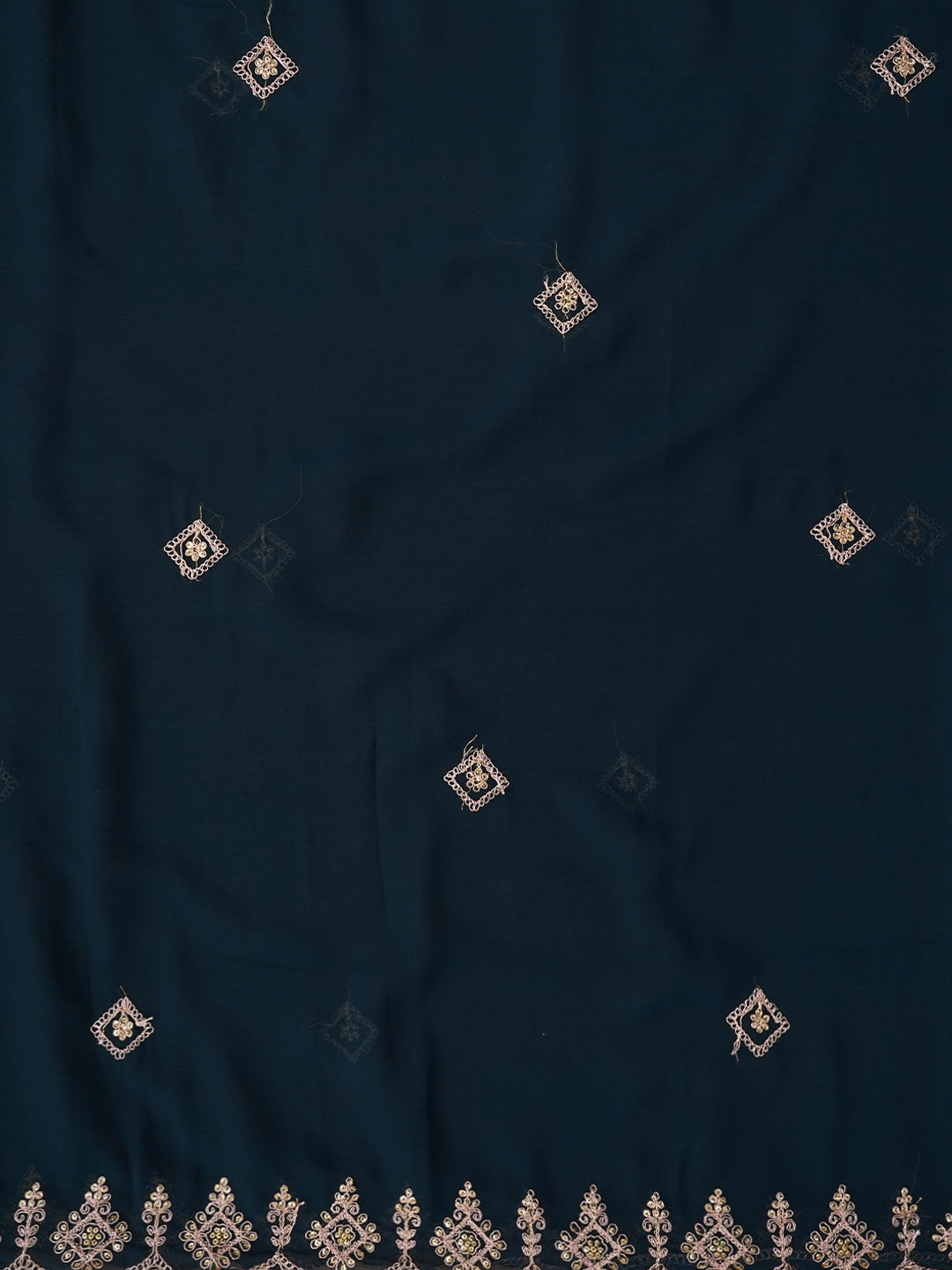 Teal Zari Silk Georgette Dress Material with Dupatta