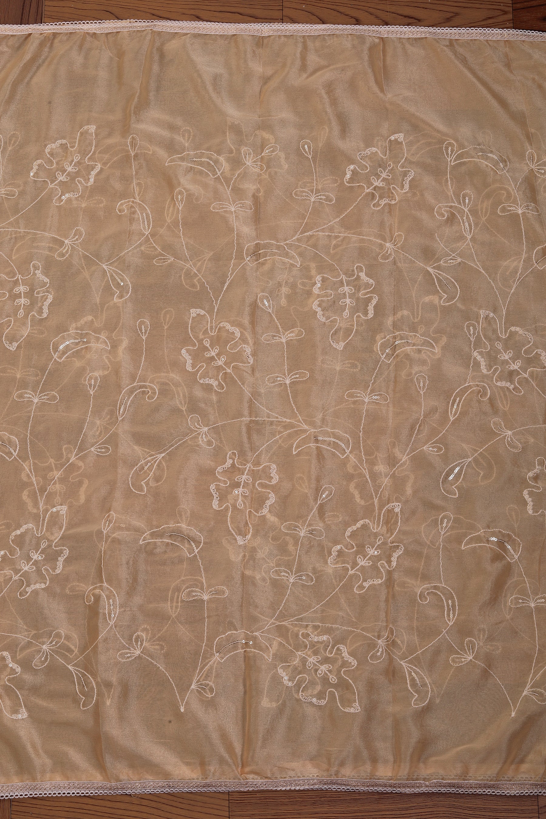 Yellow Printed Cotton Blend Embellished Dress Material with Dupatta