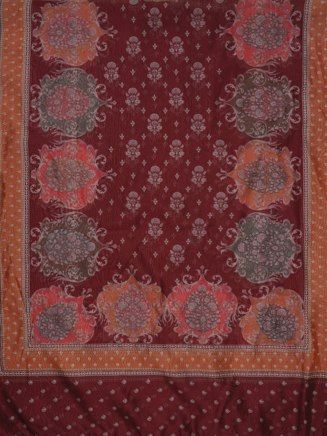 Multicolor Floral Printed Organza Dress Material With Dupatta