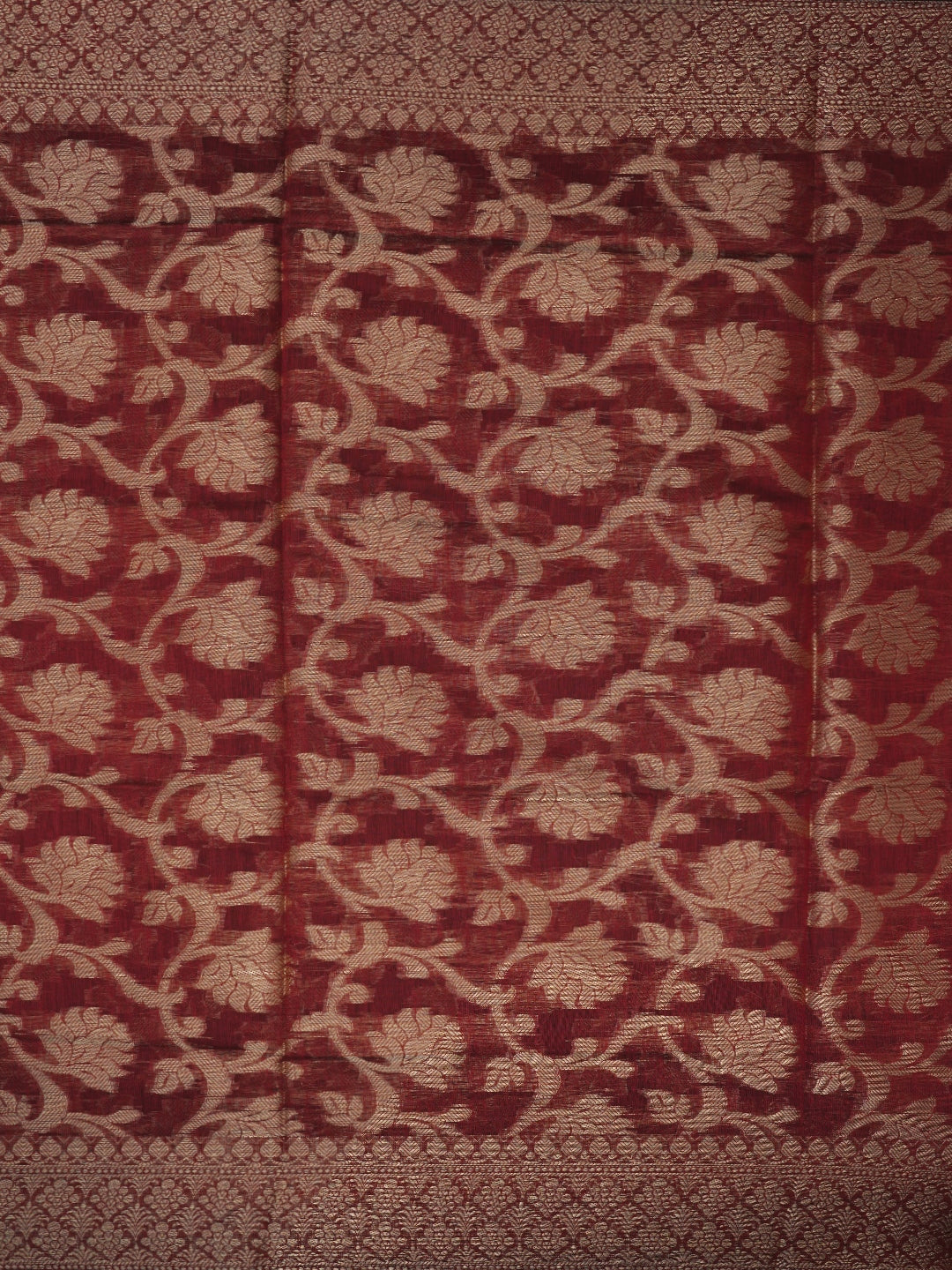 Maroon Zari Silk Blend Embellished Dress Material with Dupatta