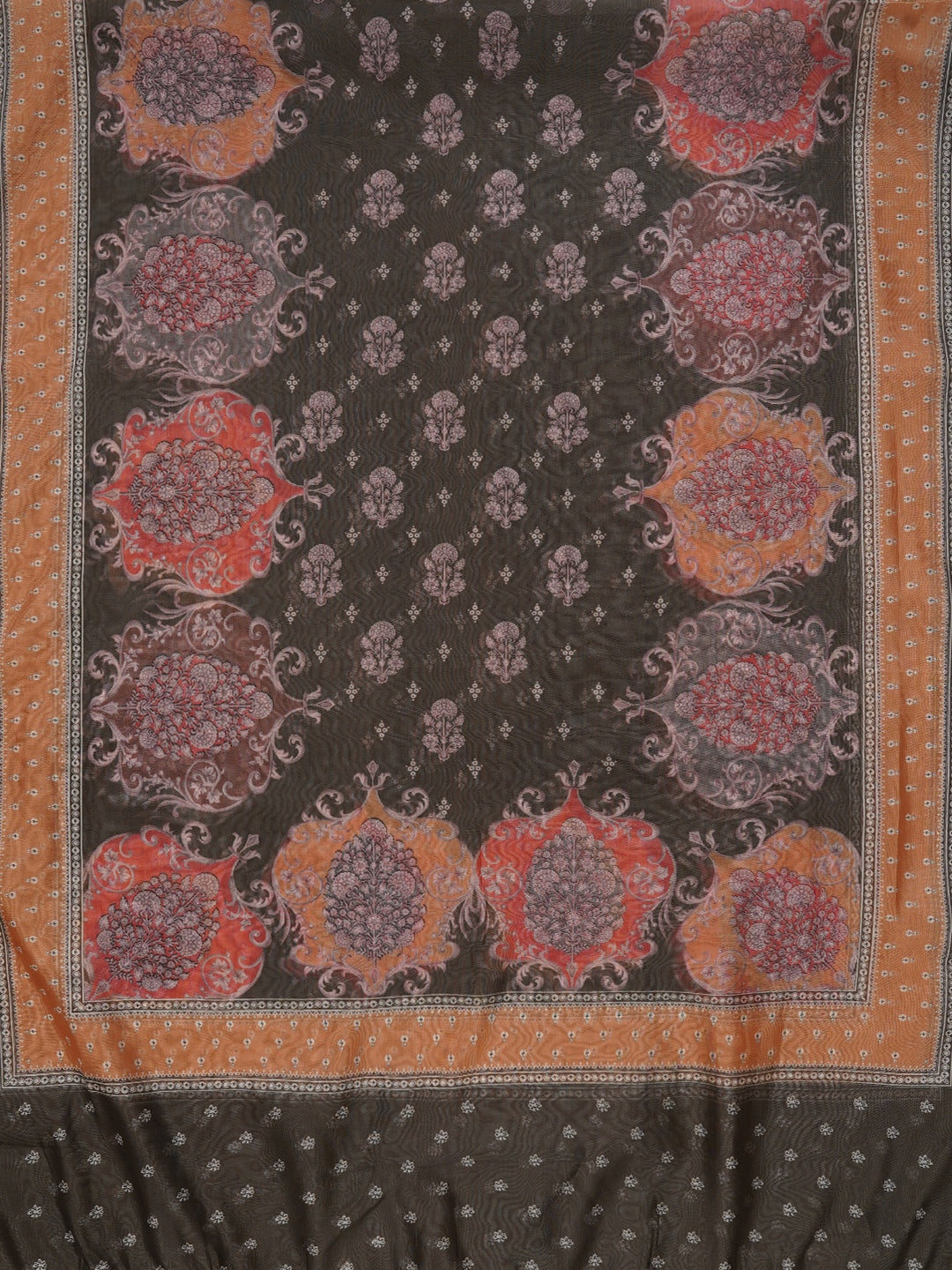 Multicolor Floral Printed Mulitcolor Organza Dress Material With Dupatta