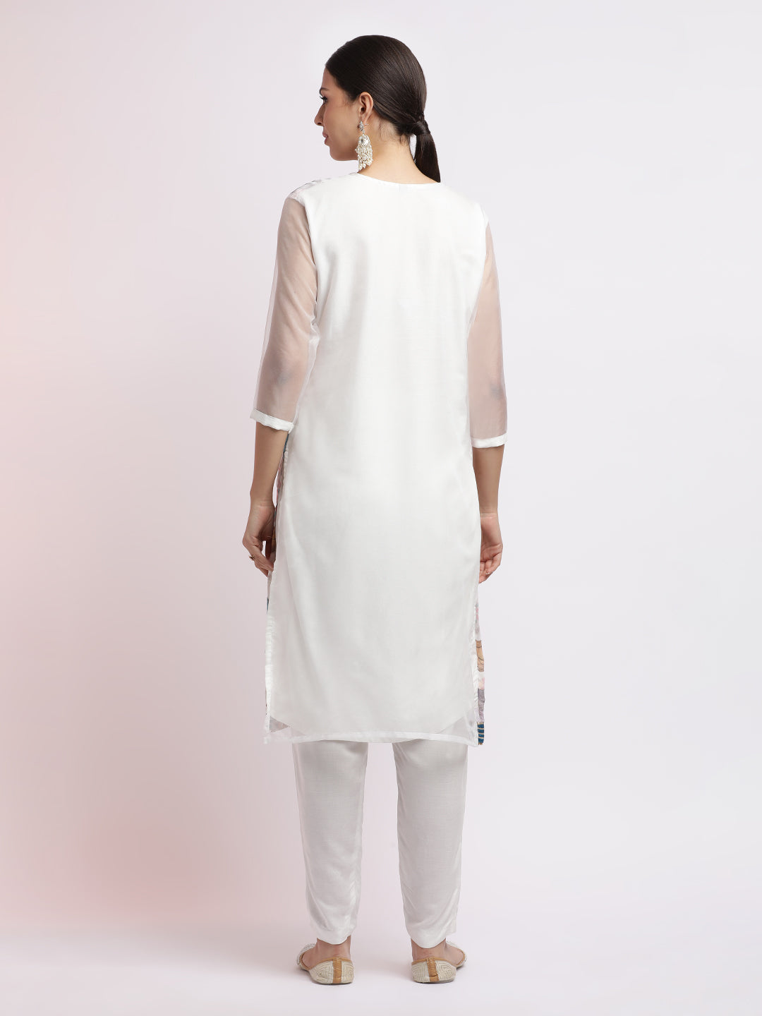 Festive Embroidered Organza Kurta Set With Dupatta