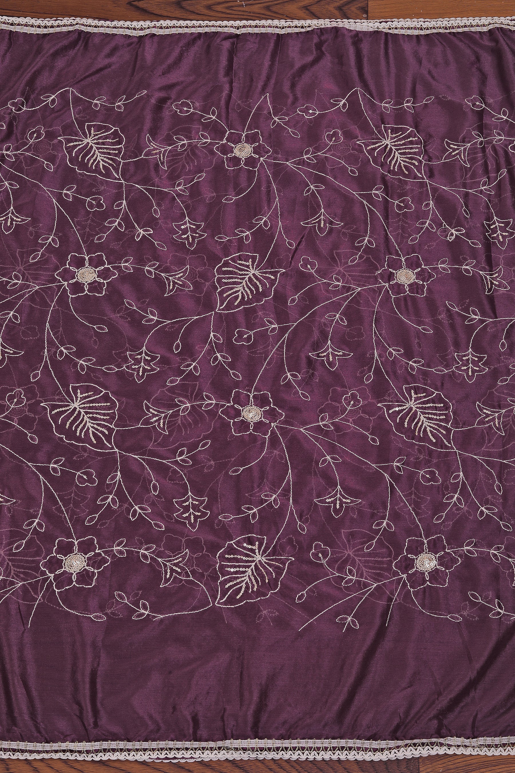 Wine Embellished Zari Woven Dress Material with Dupatta