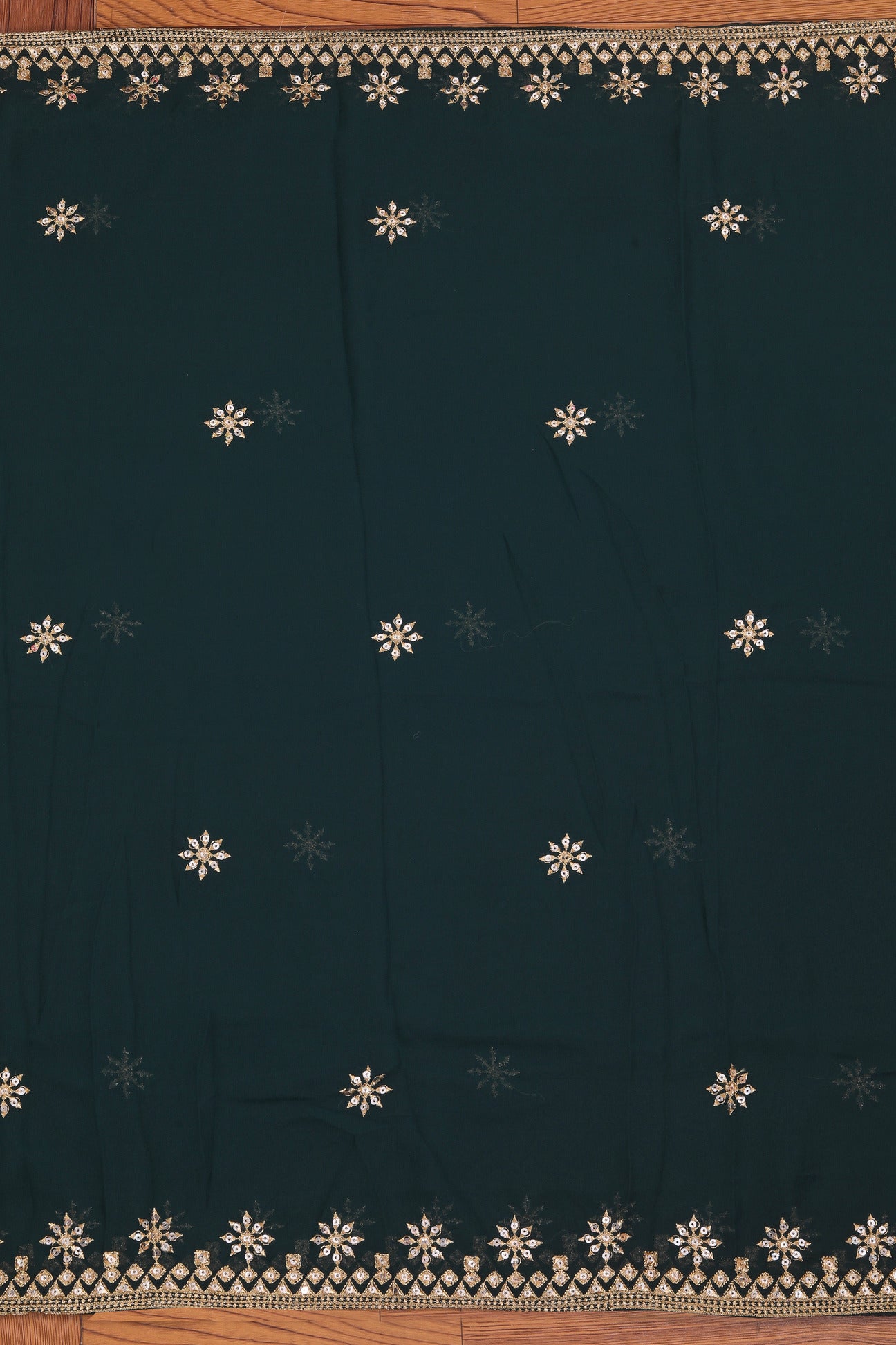 Pink Heavy Embroidered Poly Georgette Dress Material with Dupatta