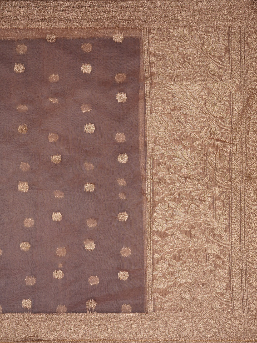 Rose Gold Embellished Floral Printed Organza Dress Material with Dupatta