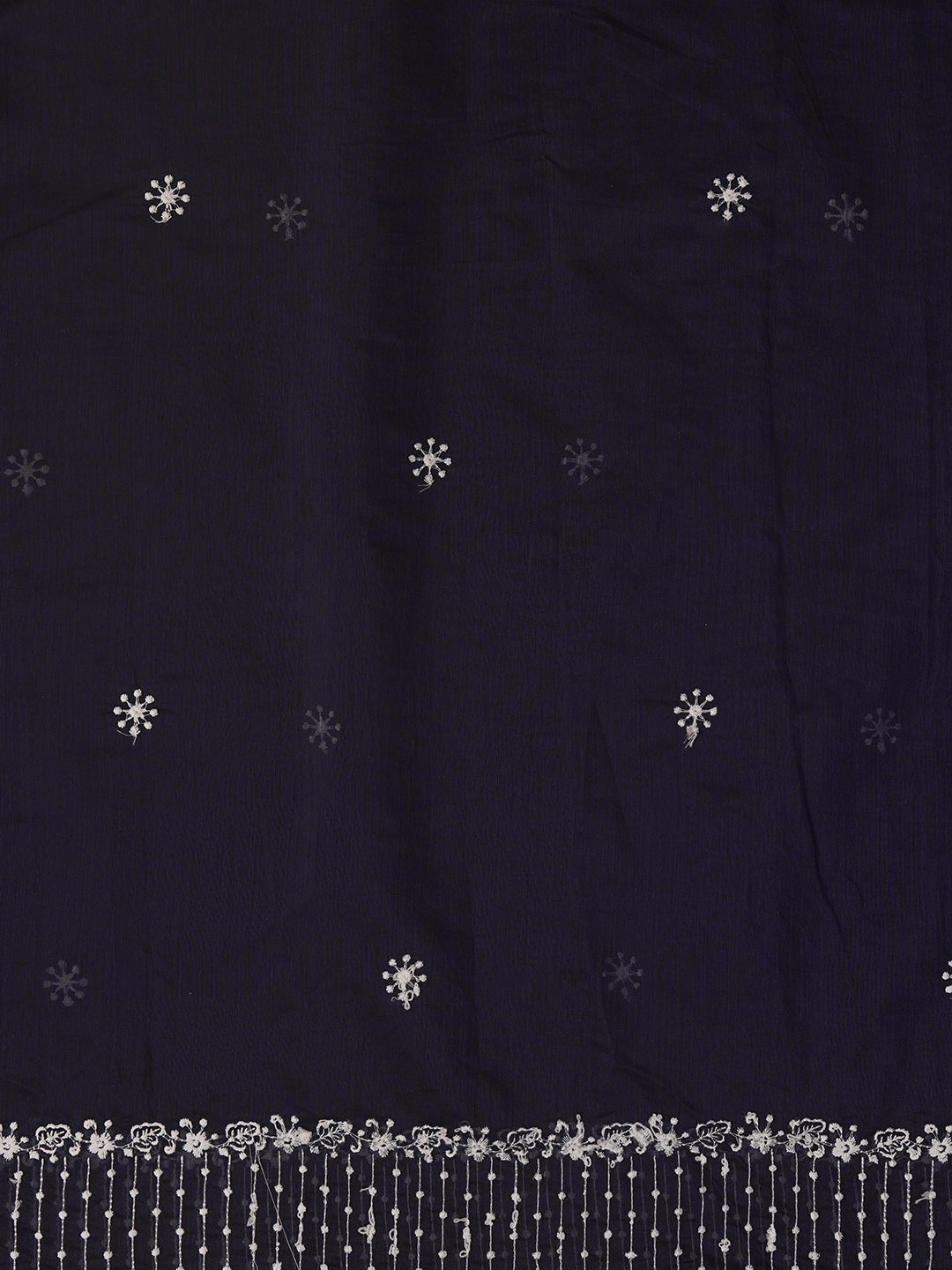 Navy Blue Unstitched Embroidered Cotton Blend Dress Material With Dupatta